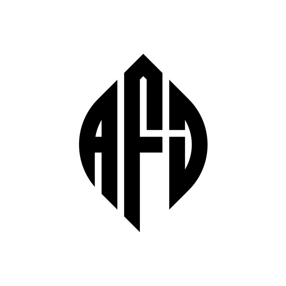 AFJ circle letter logo design with circle and ellipse shape. AFJ ellipse letters with typographic style. The three initials form a circle logo. AFJ Circle Emblem Abstract Monogram Letter Mark Vector. vector