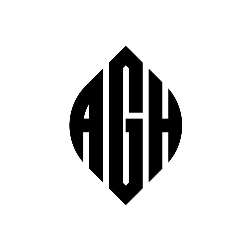diseño de logotipo de letra de círculo agh con forma de círculo y elipse. agh letras elipses con estilo tipográfico. las tres iniciales forman un logo circular. vector de marca de letra de monograma abstracto del emblema del círculo agh.