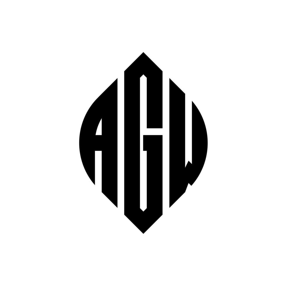 AGW circle letter logo design with circle and ellipse shape. AGW ellipse letters with typographic style. The three initials form a circle logo. AGW Circle Emblem Abstract Monogram Letter Mark Vector. vector