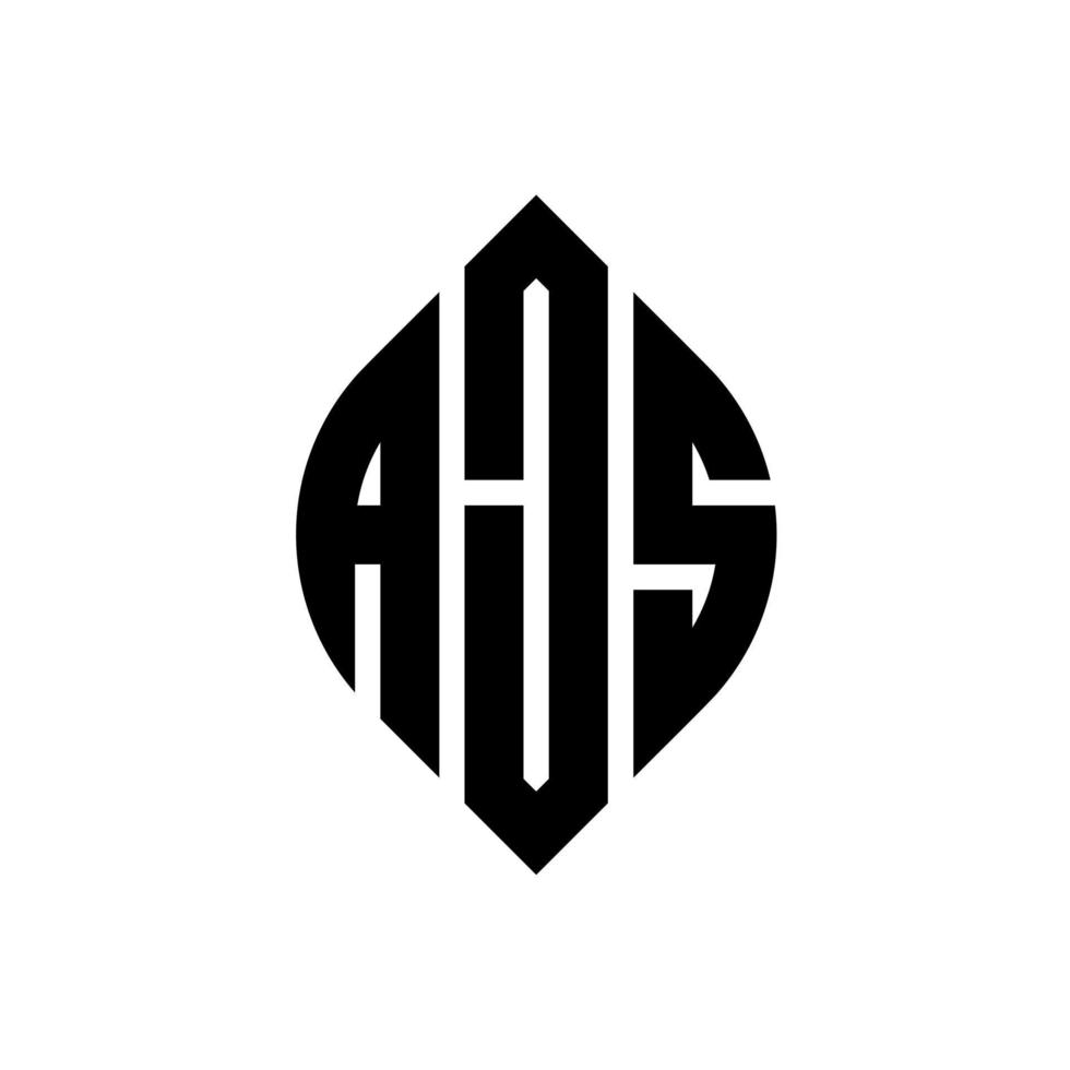 AJS circle letter logo design with circle and ellipse shape. AJS ellipse letters with typographic style. The three initials form a circle logo. AJS Circle Emblem Abstract Monogram Letter Mark Vector. vector