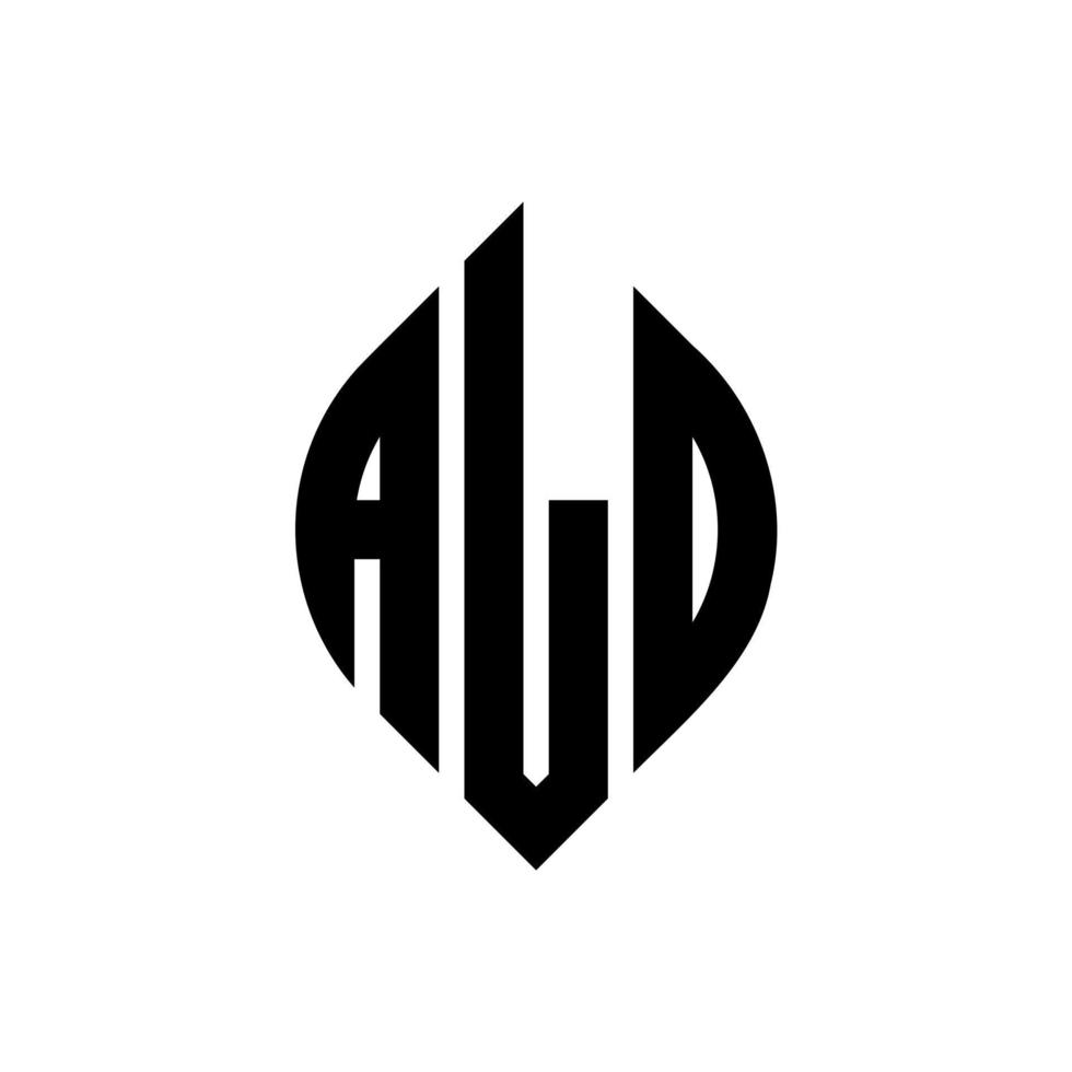 diseño de logotipo de letra de círculo ald con forma de círculo y elipse. ald letras elipses con estilo tipográfico. las tres iniciales forman un logo circular. vector de marca de letra de monograma abstracto de emblema de círculo ald.