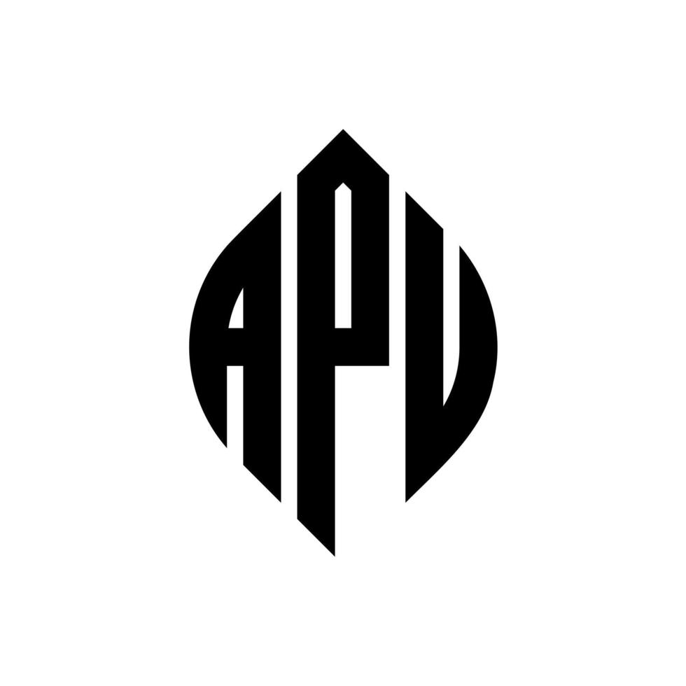 diseño de logotipo de letra de círculo apu con forma de círculo y elipse. apu letras elipses con estilo tipográfico. las tres iniciales forman un logo circular. vector de marca de letra de monograma abstracto del emblema del círculo apu.