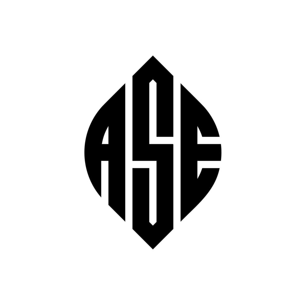 ASE circle letter logo design with circle and ellipse shape. ASE ellipse letters with typographic style. The three initials form a circle logo. ASE Circle Emblem Abstract Monogram Letter Mark Vector. vector