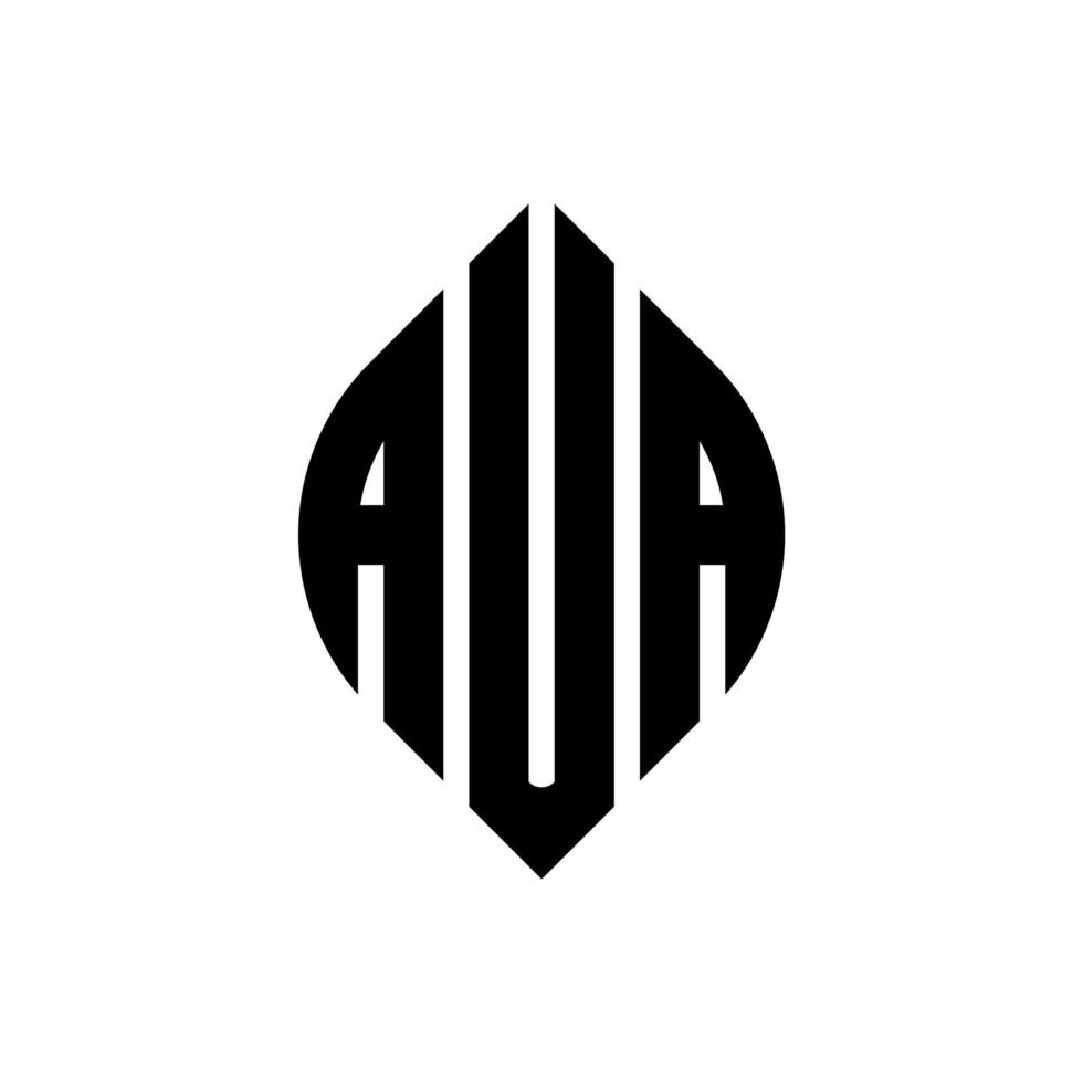 AUA circle letter logo design with circle and ellipse shape. AUA ellipse letters with typographic style. The three initials form a circle logo. AUA Circle Emblem Abstract Monogram Letter Mark Vector. vector
