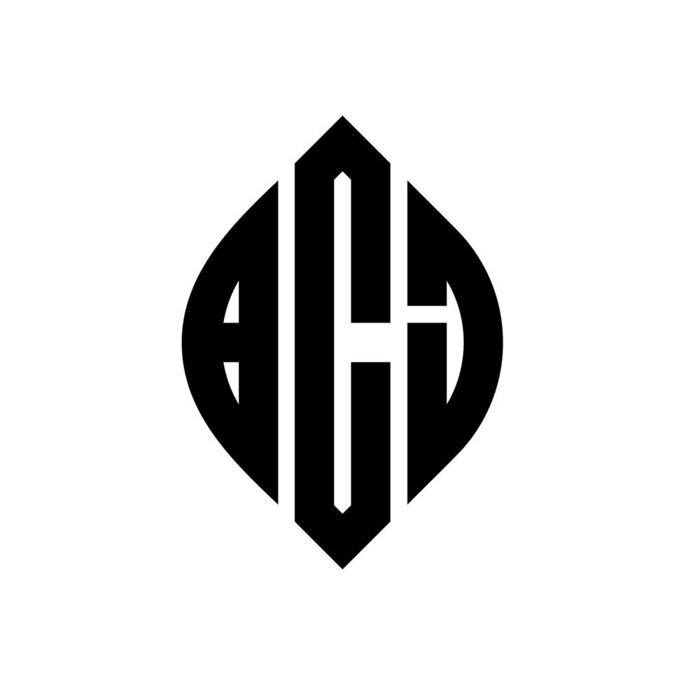 BCJ circle letter logo design with circle and ellipse shape. BCJ ellipse letters with typographic style. The three initials form a circle logo. BCJ Circle Emblem Abstract Monogram Letter Mark Vector. vector
