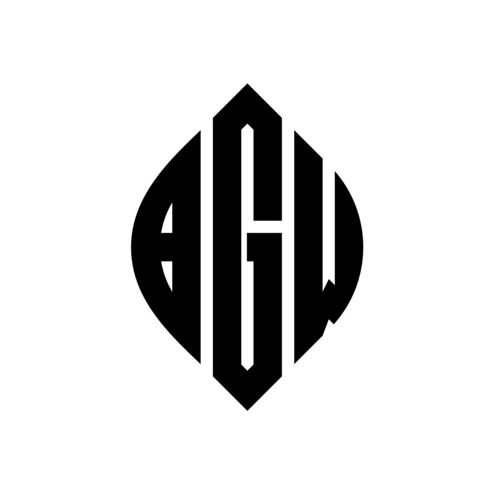 BGW circle letter logo design with circle and ellipse shape. BGW ellipse letters with typographic style. The three initials form a circle logo. BGW Circle Emblem Abstract Monogram Letter Mark Vector. vector