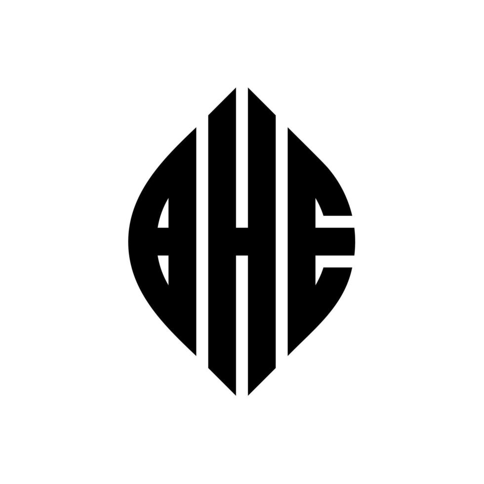 BHE circle letter logo design with circle and ellipse shape. BHE ellipse letters with typographic style. The three initials form a circle logo. BHE Circle Emblem Abstract Monogram Letter Mark Vector. vector