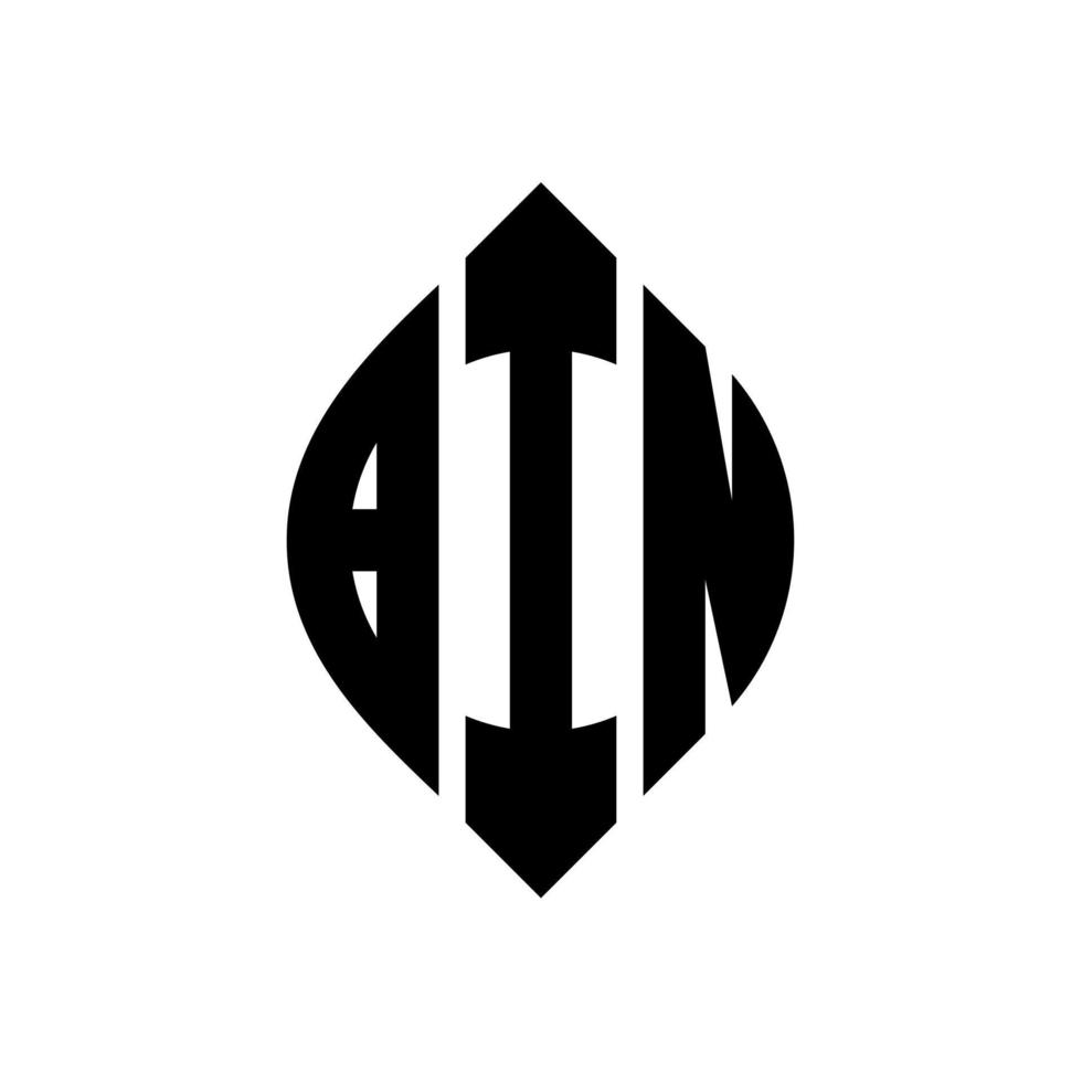 BIN circle letter logo design with circle and ellipse shape. BIN ellipse letters with typographic style. The three initials form a circle logo. BIN Circle Emblem Abstract Monogram Letter Mark Vector. vector