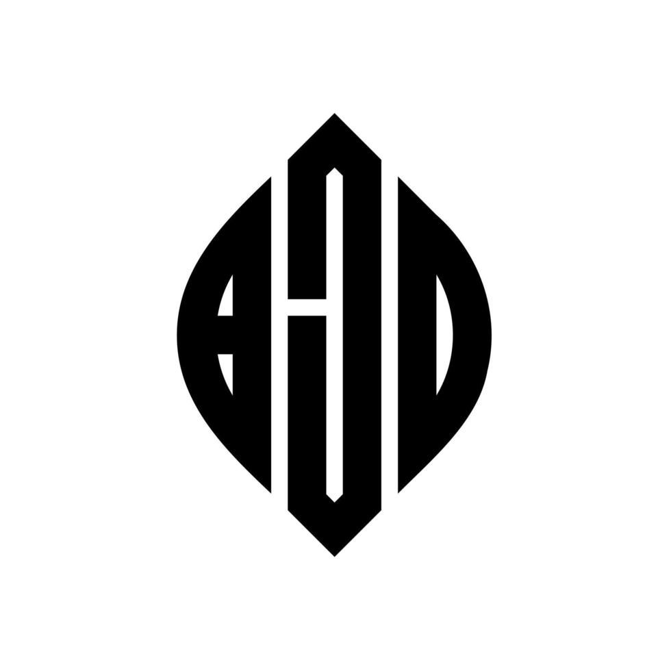 diseño de logotipo de letra de círculo bjd con forma de círculo y elipse. letras de elipse bjd con estilo tipográfico. las tres iniciales forman un logo circular. vector de marca de letra de monograma abstracto del emblema del círculo bjd.