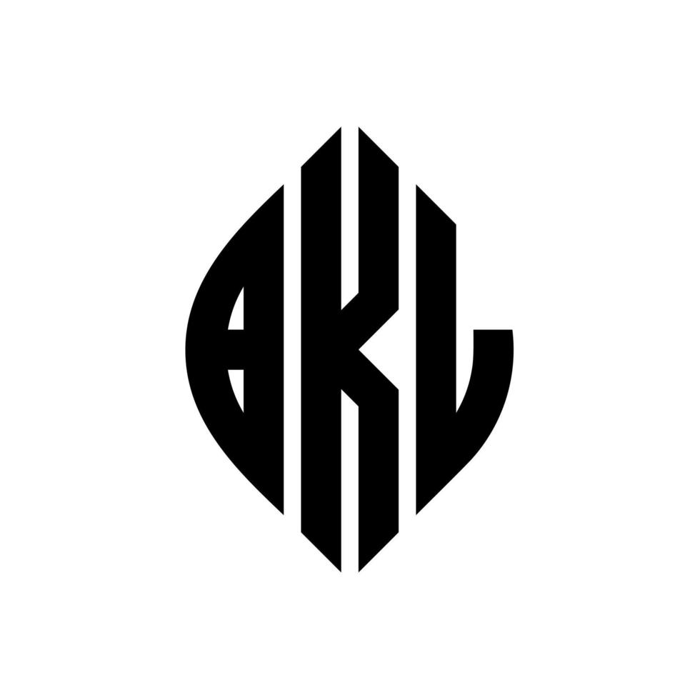 Diseño de logotipo de letra de círculo bkl con forma de círculo y elipse. letras de elipse bkl con estilo tipográfico. las tres iniciales forman un logo circular. vector de marca de letra de monograma abstracto del emblema del círculo bkl.