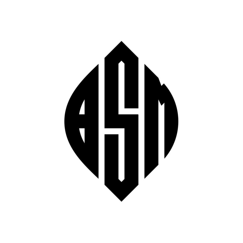 BSM circle letter logo design with circle and ellipse shape. BSM ellipse letters with typographic style. The three initials form a circle logo. BSM Circle Emblem Abstract Monogram Letter Mark Vector. vector