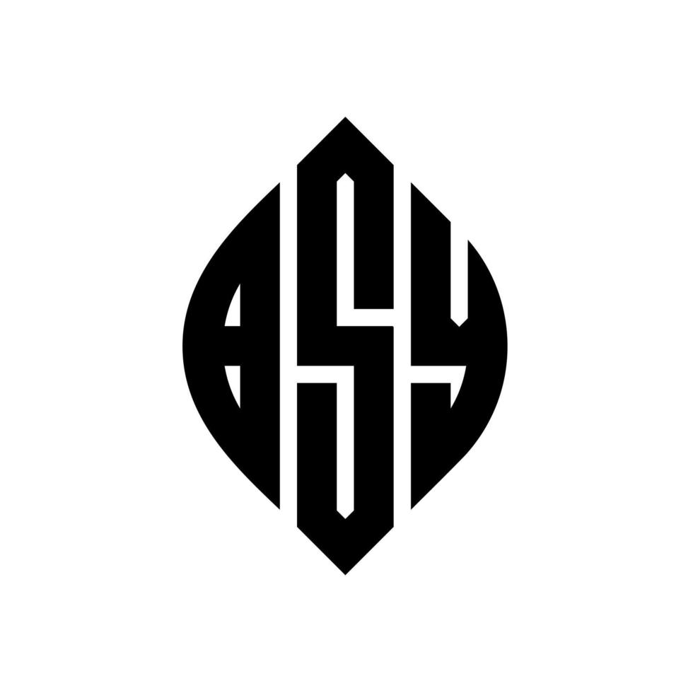 diseño de logotipo de letra de círculo bsy con forma de círculo y elipse. letras de elipse bsy con estilo tipográfico. las tres iniciales forman un logo circular. vector de marca de letra de monograma abstracto del emblema del círculo bsy.