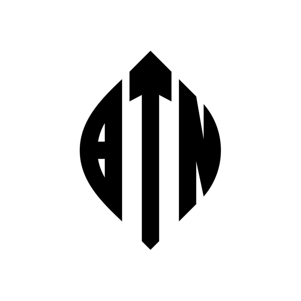 diseño de logotipo de letra de círculo btn con forma de círculo y elipse. btn letras elipses con estilo tipográfico. las tres iniciales forman un logo circular. vector de marca de letra de monograma abstracto del emblema del círculo btn.