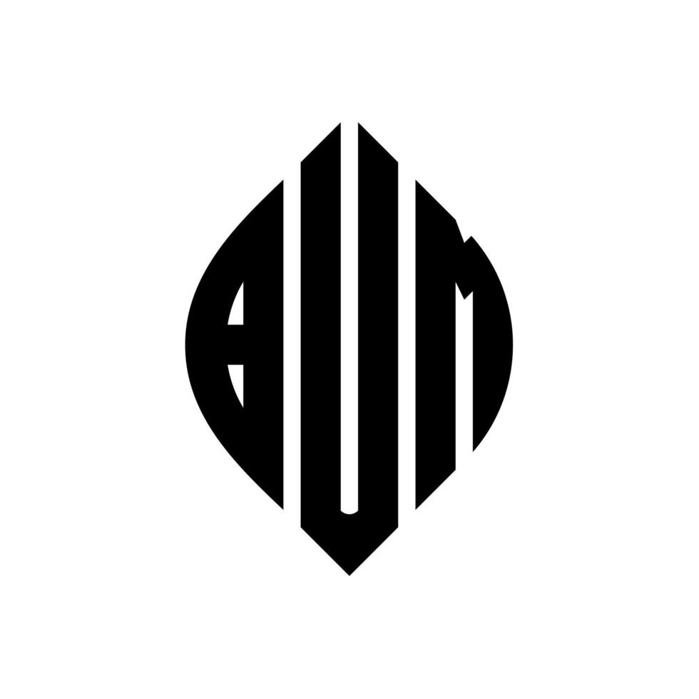 BUM circle letter logo design with circle and ellipse shape. BUM ellipse letters with typographic style. The three initials form a circle logo. BUM Circle Emblem Abstract Monogram Letter Mark Vector. vector