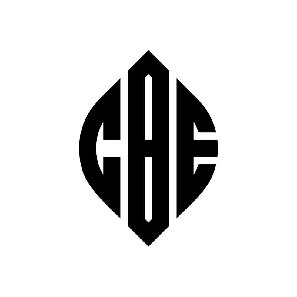 CBE circle letter logo design with circle and ellipse shape. CBE ellipse letters with typographic style. The three initials form a circle logo. CBE Circle Emblem Abstract Monogram Letter Mark Vector. vector