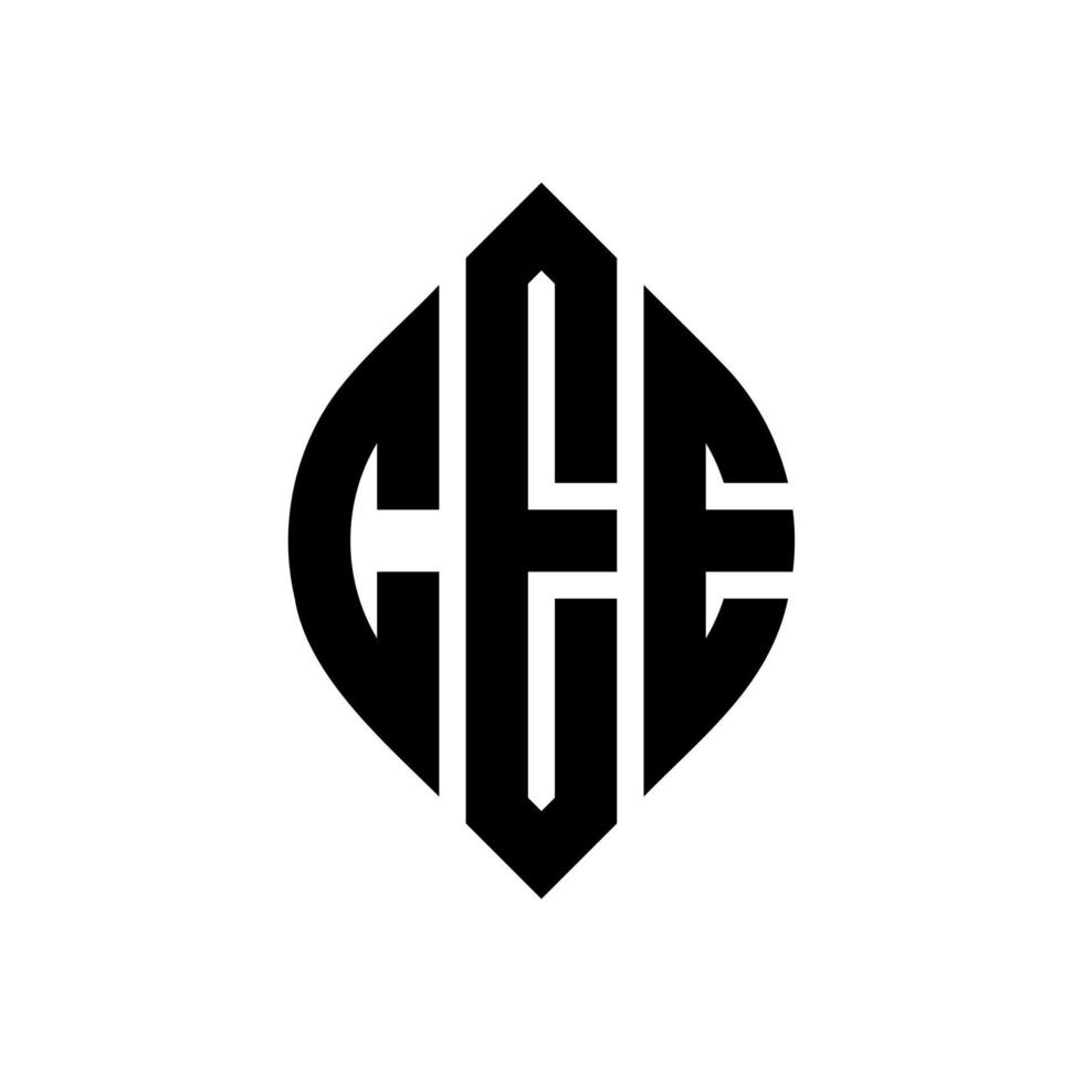 CEE circle letter logo design with circle and ellipse shape. CEE ellipse letters with typographic style. The three initials form a circle logo. CEE Circle Emblem Abstract Monogram Letter Mark Vector. vector