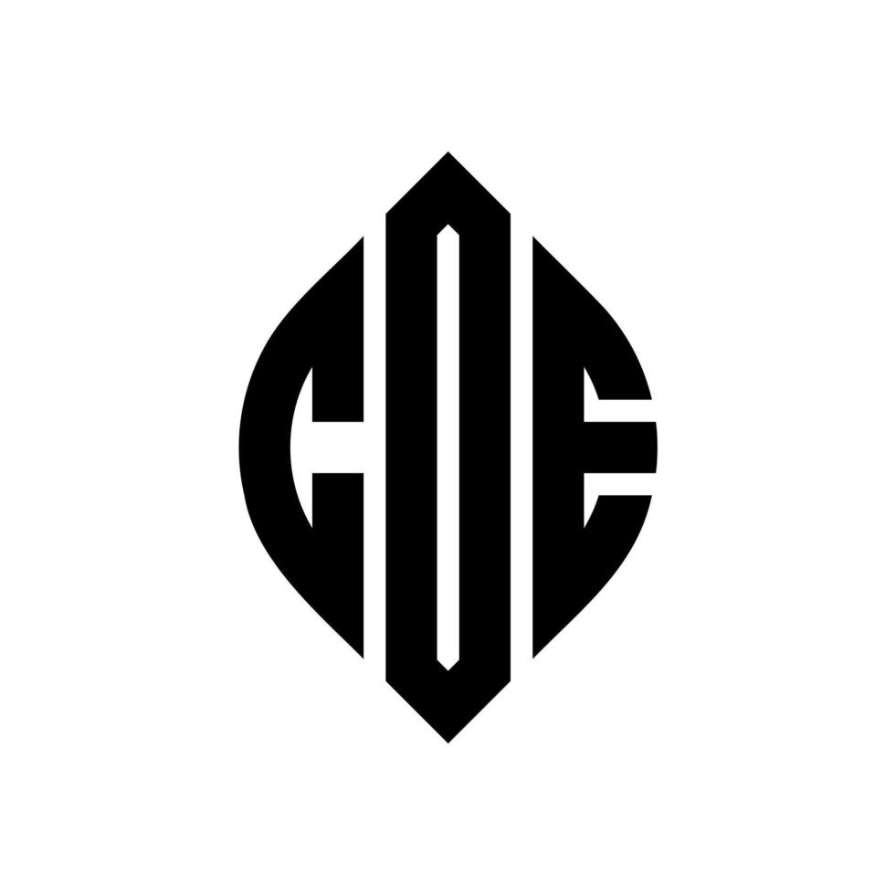 COE circle letter logo design with circle and ellipse shape. COE ellipse letters with typographic style. The three initials form a circle logo. COE Circle Emblem Abstract Monogram Letter Mark Vector. vector