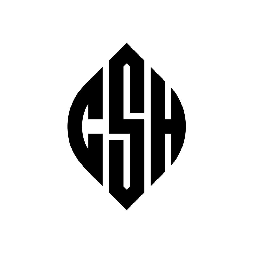 CSH circle letter logo design with circle and ellipse shape. CSH ellipse letters with typographic style. The three initials form a circle logo. CSH Circle Emblem Abstract Monogram Letter Mark Vector. vector