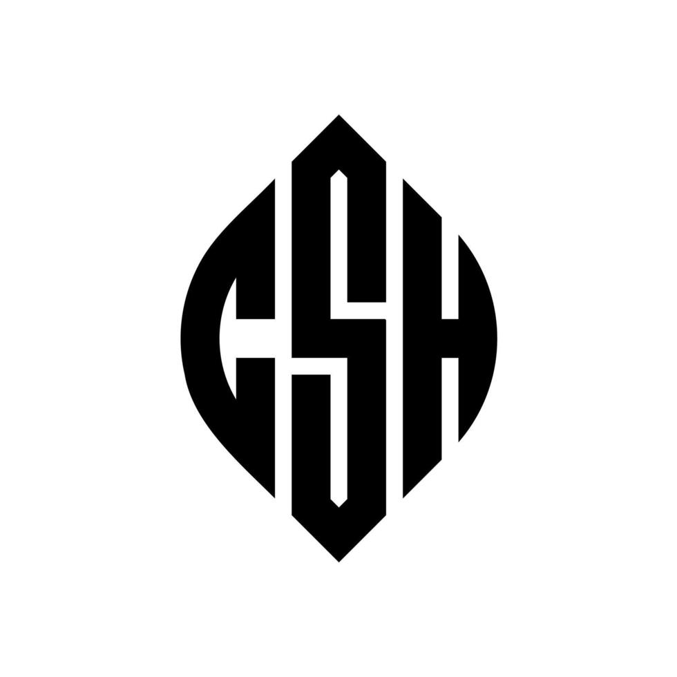 diseño de logotipo de letra de círculo csh con forma de círculo y elipse. csh letras elipses con estilo tipográfico. las tres iniciales forman un logo circular. csh círculo emblema resumen monograma letra marca vector. vector