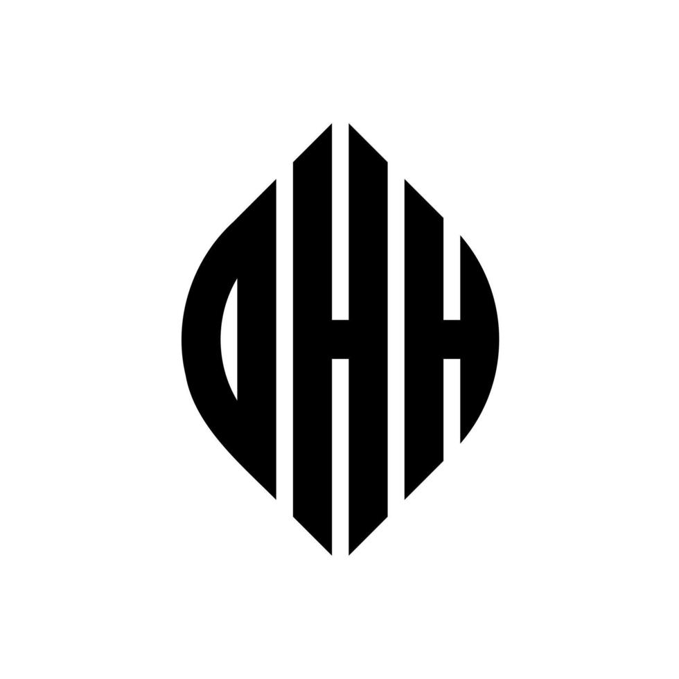 diseño de logotipo de letra circular dhh con forma de círculo y elipse. letras elipses dhh con estilo tipográfico. las tres iniciales forman un logo circular. vector de marca de letra de monograma abstracto del emblema del círculo dhh.