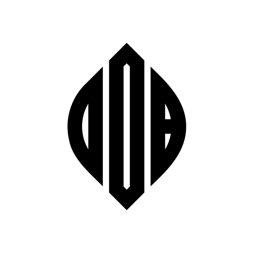 DOB circle letter logo design with circle and ellipse shape. DOB ellipse letters with typographic style. The three initials form a circle logo. DOB Circle Emblem Abstract Monogram Letter Mark Vector. vector