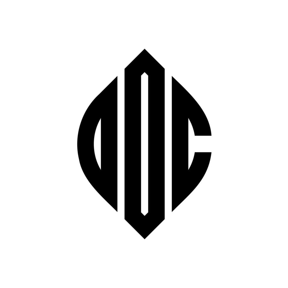 DOC circle letter logo design with circle and ellipse shape. DOC ellipse letters with typographic style. The three initials form a circle logo. DOC Circle Emblem Abstract Monogram Letter Mark Vector. vector