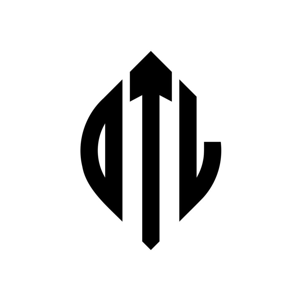 DTL circle letter logo design with circle and ellipse shape. DTL ellipse letters with typographic style. The three initials form a circle logo. DTL Circle Emblem Abstract Monogram Letter Mark Vector. vector