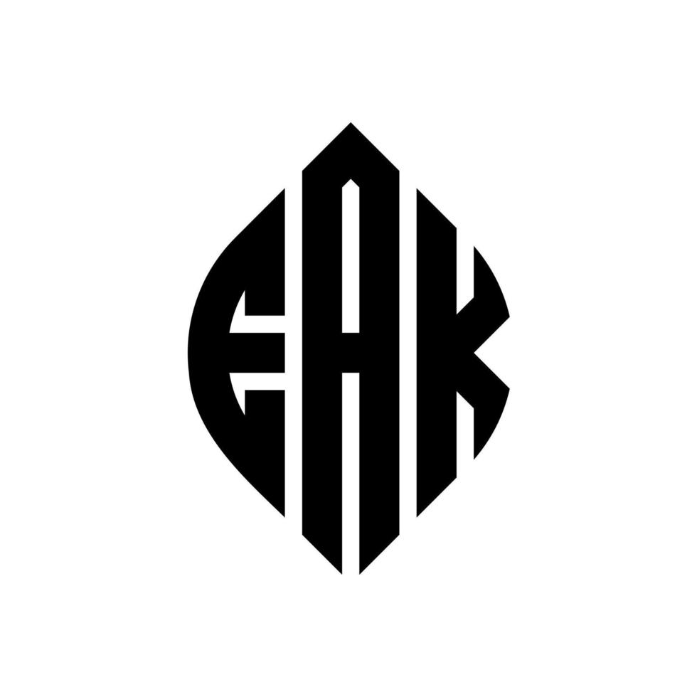 EAK circle letter logo design with circle and ellipse shape. EAK ellipse letters with typographic style. The three initials form a circle logo. EAK Circle Emblem Abstract Monogram Letter Mark Vector. vector