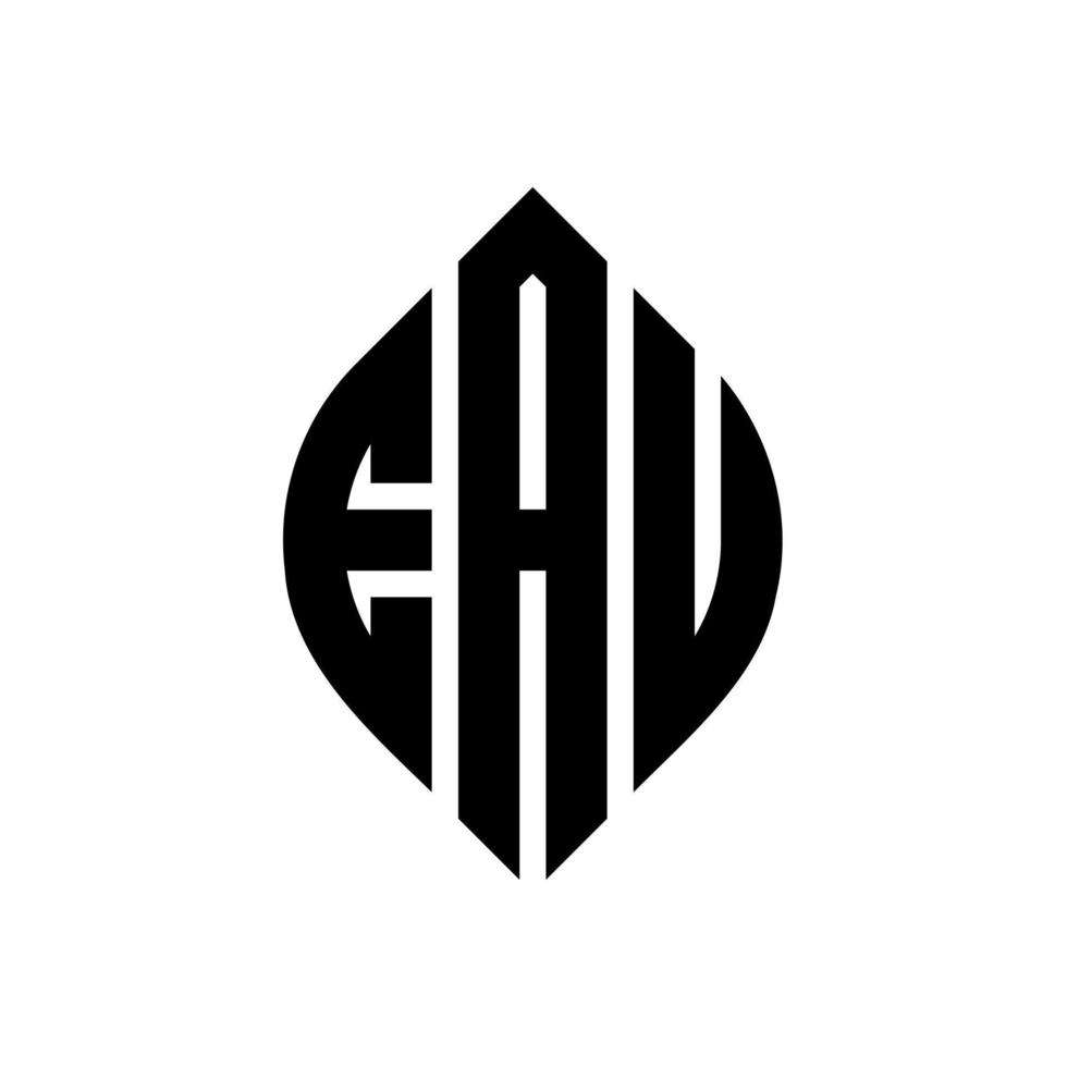 EAU circle letter logo design with circle and ellipse shape. EAU ellipse letters with typographic style. The three initials form a circle logo. EAU Circle Emblem Abstract Monogram Letter Mark Vector. vector