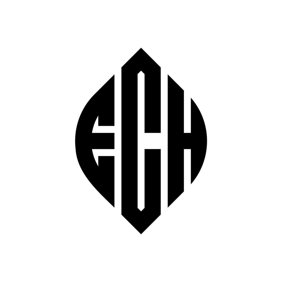 ECH circle letter logo design with circle and ellipse shape. ECH ellipse letters with typographic style. The three initials form a circle logo. ECH Circle Emblem Abstract Monogram Letter Mark Vector. vector