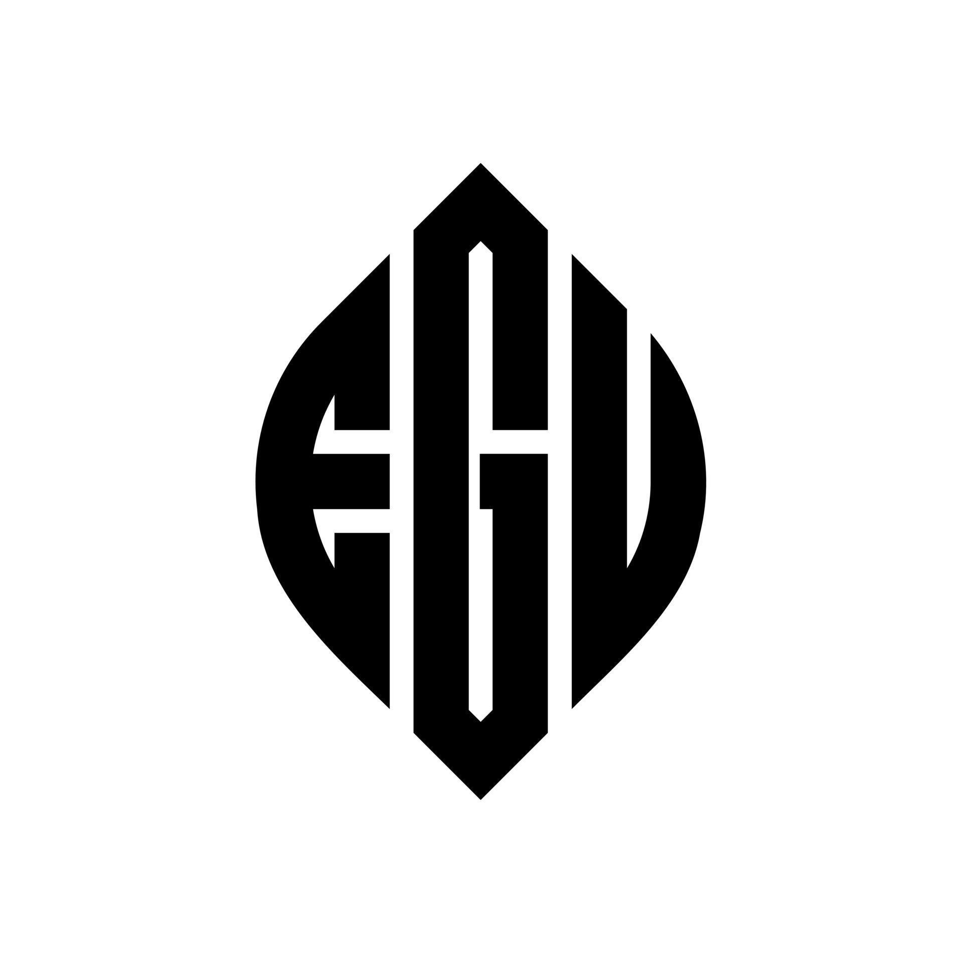 EGU circle letter logo design with circle and ellipse shape. EGU