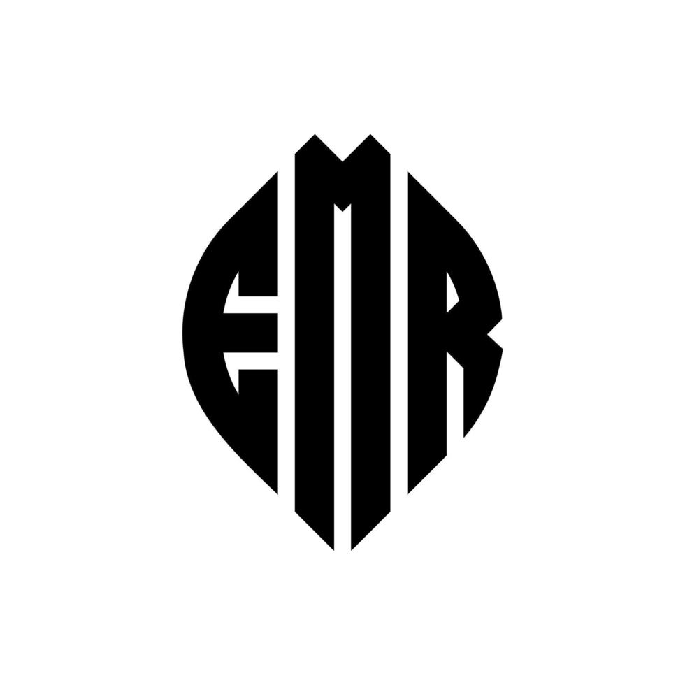 EMR circle letter logo design with circle and ellipse shape. EMR ellipse letters with typographic style. The three initials form a circle logo. EMR Circle Emblem Abstract Monogram Letter Mark Vector. vector
