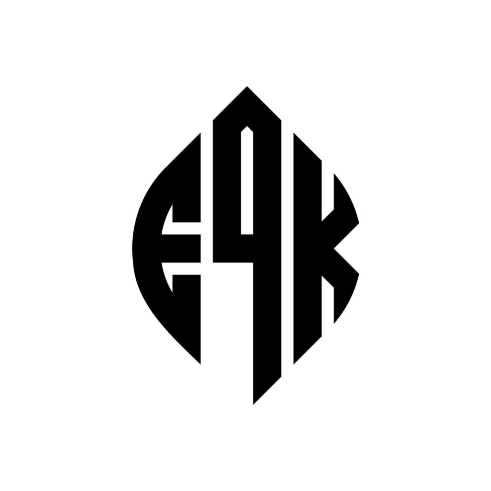 diseño de logotipo de letra de círculo eqk con forma de círculo y elipse. letras elípticas eqk con estilo tipográfico. las tres iniciales forman un logo circular. vector de marca de letra de monograma abstracto del emblema del círculo eqk.