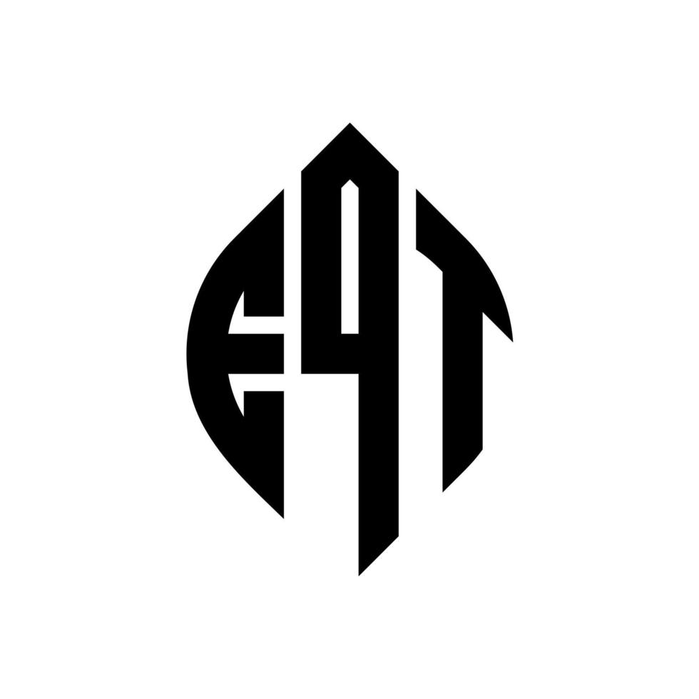 diseño de logotipo de letra de círculo eqt con forma de círculo y elipse. eqt letras elipses con estilo tipográfico. las tres iniciales forman un logo circular. vector de marca de letra de monograma abstracto de emblema de círculo eqt.