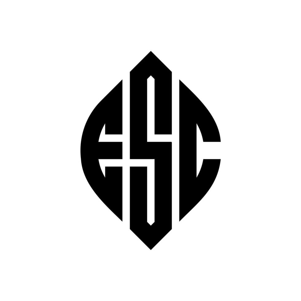 ESC circle letter logo design with circle and ellipse shape. ESC ellipse letters with typographic style. The three initials form a circle logo. ESC Circle Emblem Abstract Monogram Letter Mark Vector. vector