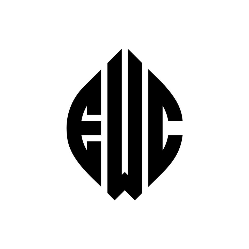 EWC circle letter logo design with circle and ellipse shape. EWC ellipse letters with typographic style. The three initials form a circle logo. EWC Circle Emblem Abstract Monogram Letter Mark Vector. vector