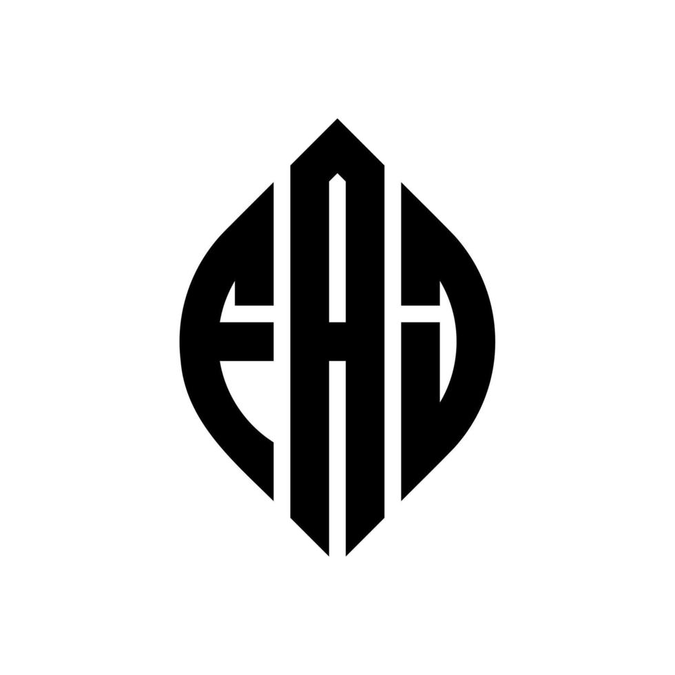 FAJ circle letter logo design with circle and ellipse shape. FAJ ellipse letters with typographic style. The three initials form a circle logo. FAJ Circle Emblem Abstract Monogram Letter Mark Vector. vector