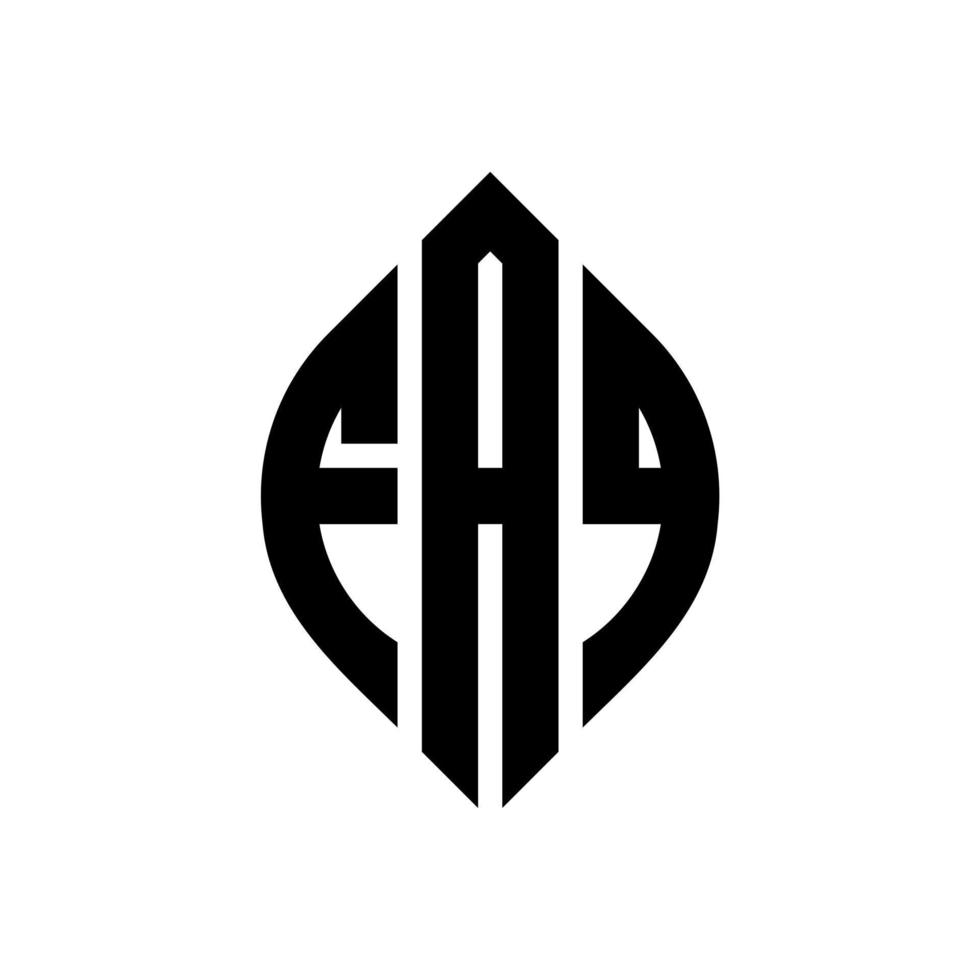 FAQ circle letter logo design with circle and ellipse shape. FAQ ellipse letters with typographic style. The three initials form a circle logo. FAQ Circle Emblem Abstract Monogram Letter Mark Vector. vector