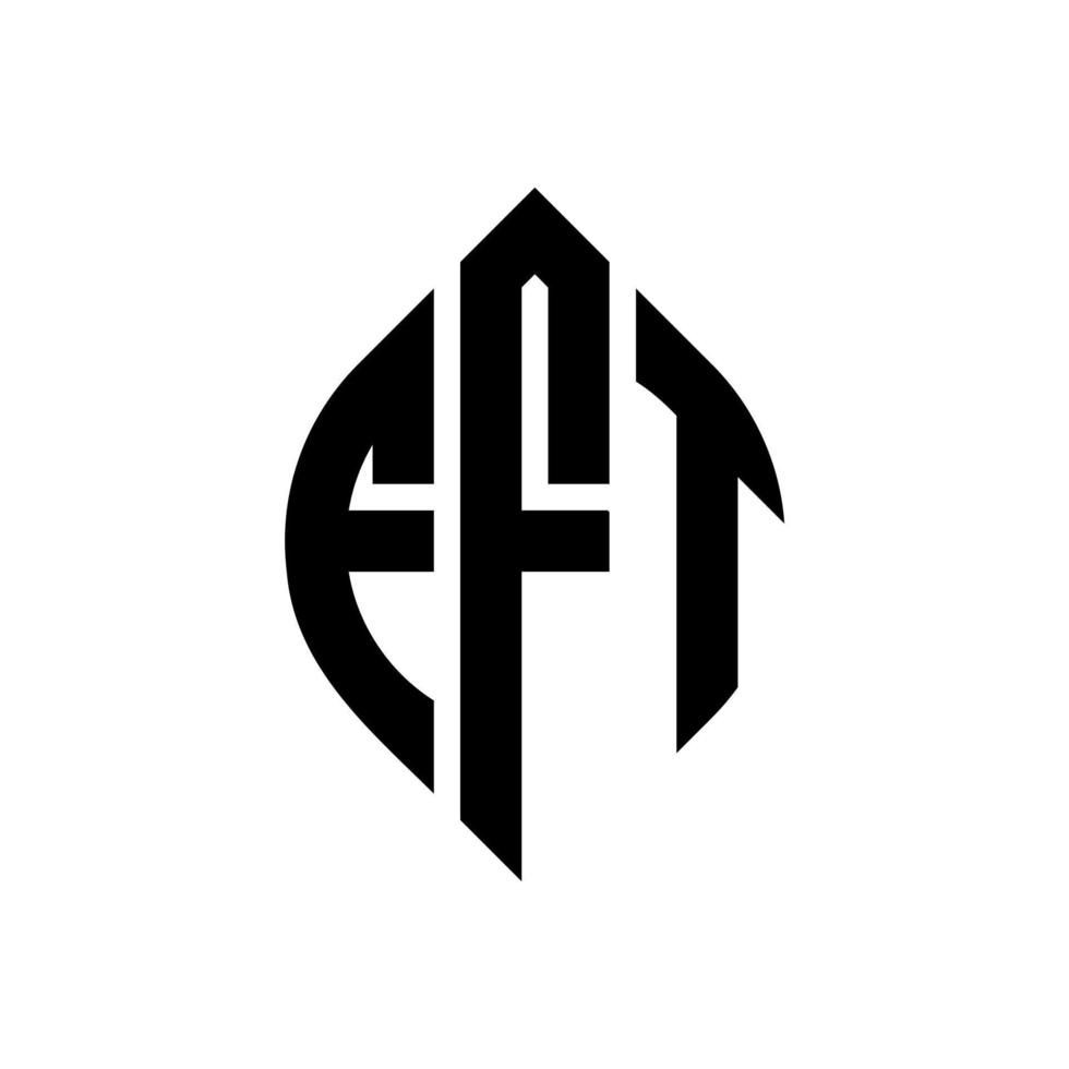 diseño de logotipo de letra de círculo fft con forma de círculo y elipse. Letras de elipse fft con estilo tipográfico. las tres iniciales forman un logo circular. vector de marca de letra de monograma abstracto del emblema del círculo fft.