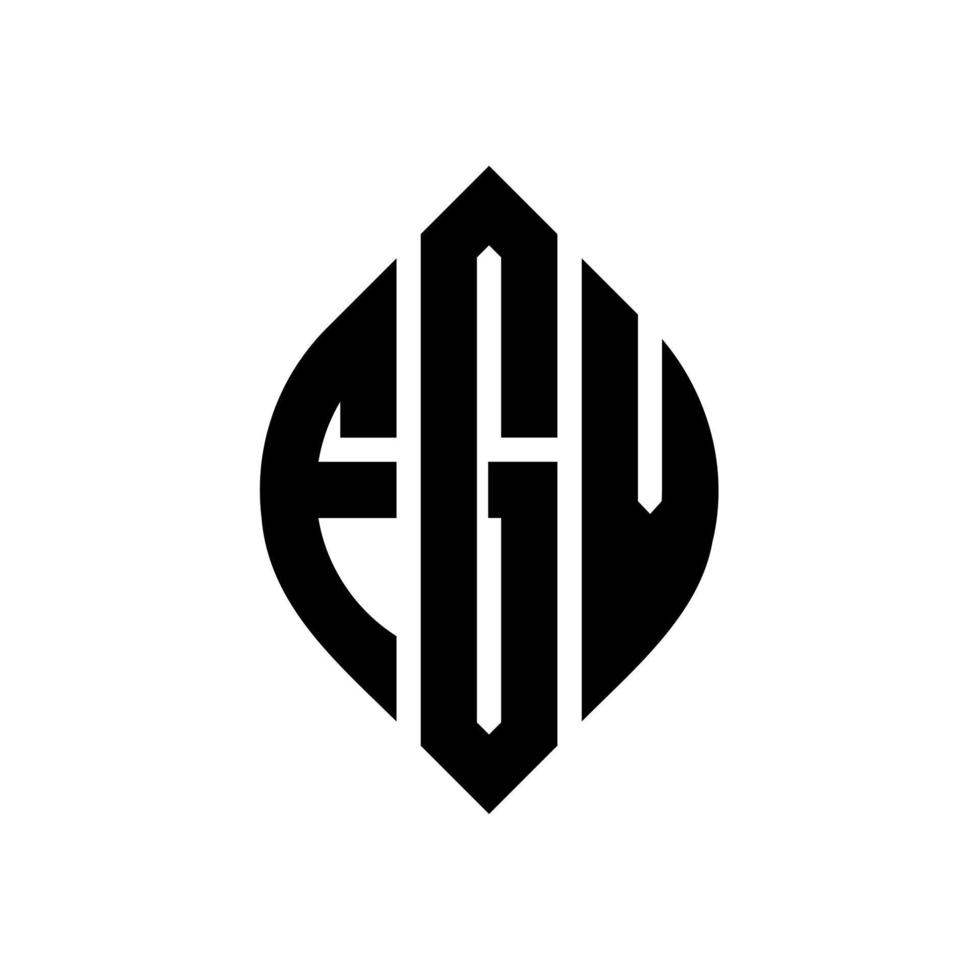 FGV circle letter logo design with circle and ellipse shape. FGV ellipse letters with typographic style. The three initials form a circle logo. FGV Circle Emblem Abstract Monogram Letter Mark Vector. vector