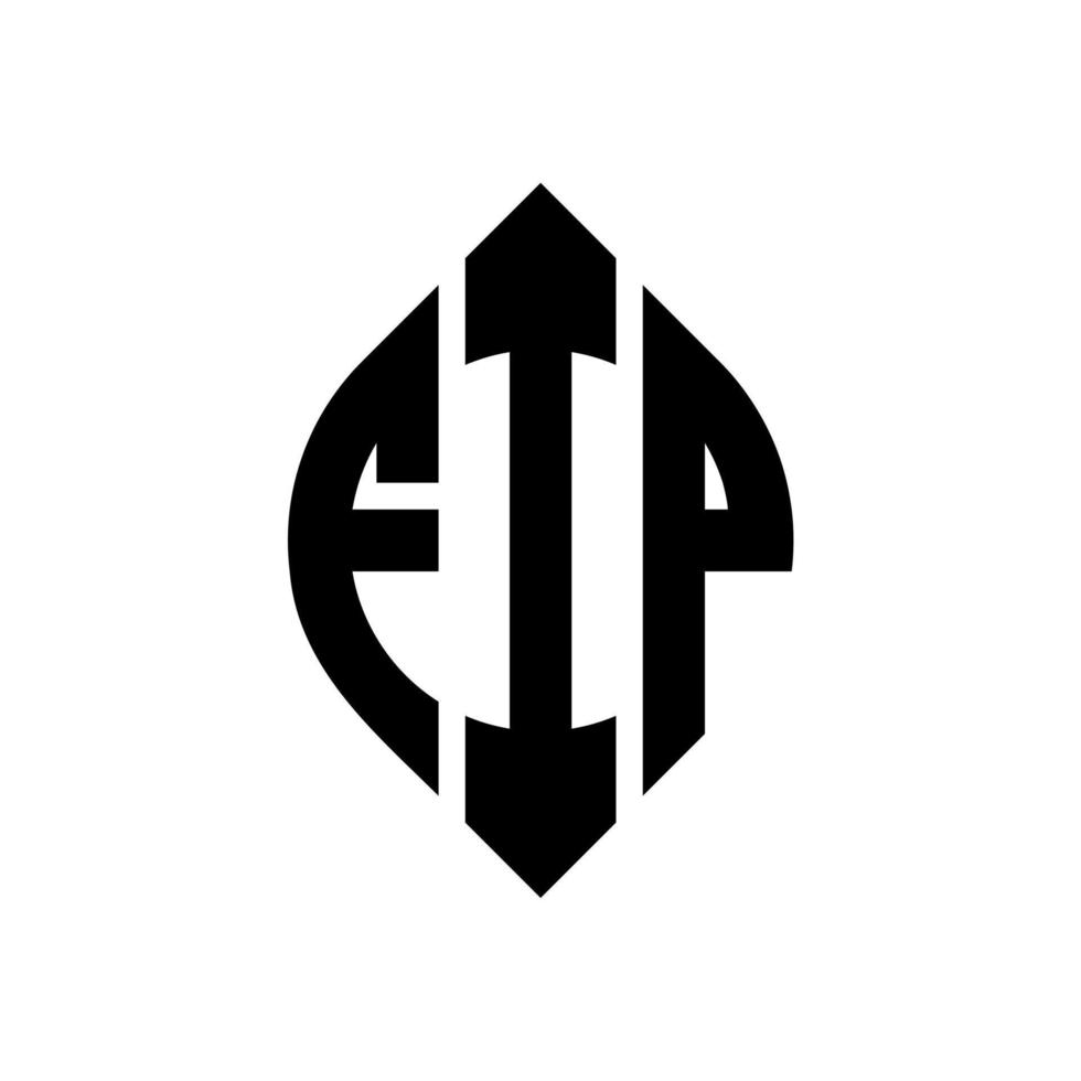 diseño de logotipo de letra de círculo fip con forma de círculo y elipse. fip letras elipses con estilo tipográfico. las tres iniciales forman un logo circular. vector de marca de letra de monograma abstracto del emblema del círculo fip.