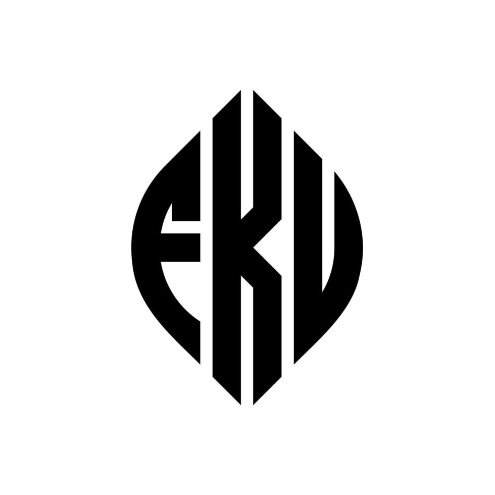 diseño de logotipo de letra de círculo fku con forma de círculo y elipse. fku letras elipses con estilo tipográfico. las tres iniciales forman un logo circular. vector de marca de letra de monograma abstracto del emblema del círculo fku.