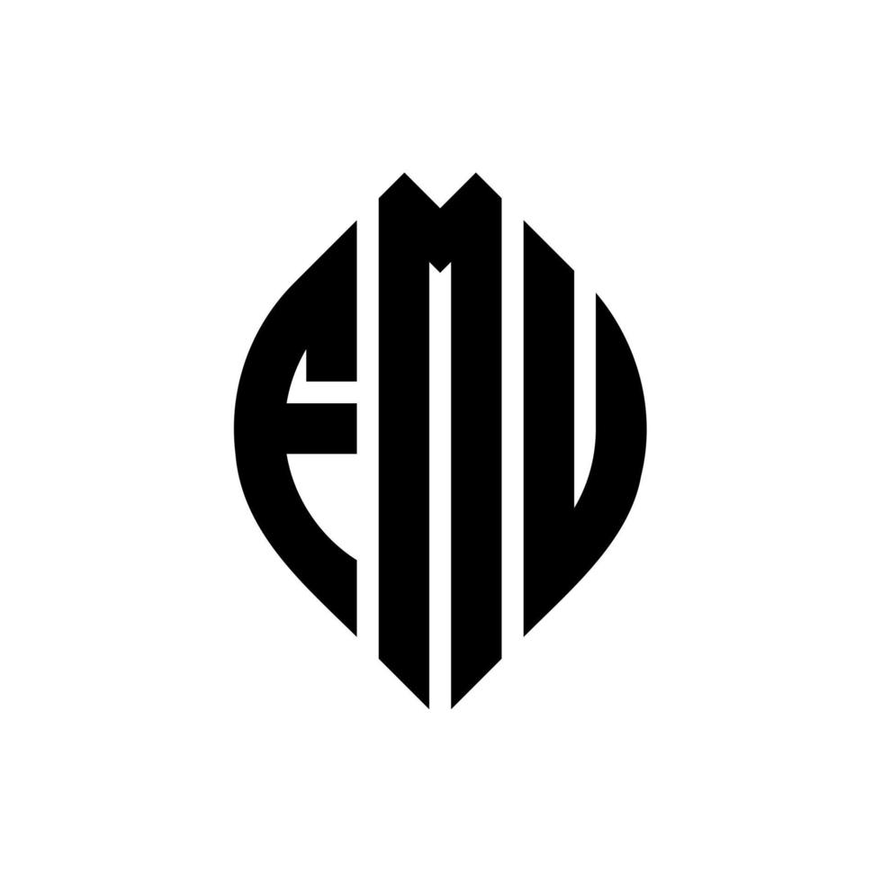 diseño de logotipo de letra circular fmu con forma de círculo y elipse. fmu letras elipses con estilo tipográfico. las tres iniciales forman un logo circular. vector de marca de letra de monograma abstracto del emblema del círculo fmu.