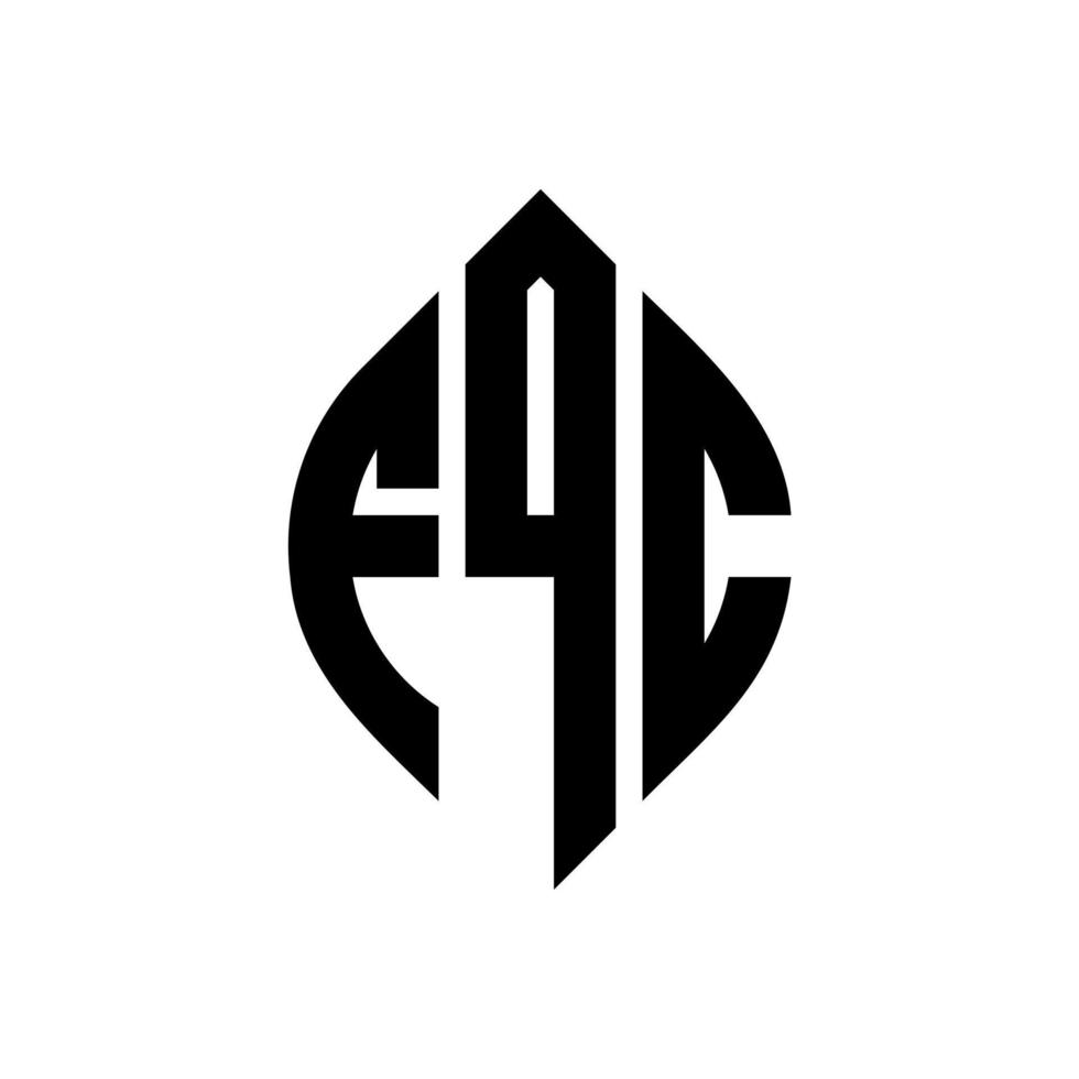 diseño de logotipo de letra circular fqc con forma de círculo y elipse. fqc letras elipses con estilo tipográfico. las tres iniciales forman un logo circular. vector de marca de letra de monograma abstracto del emblema del círculo fqc.