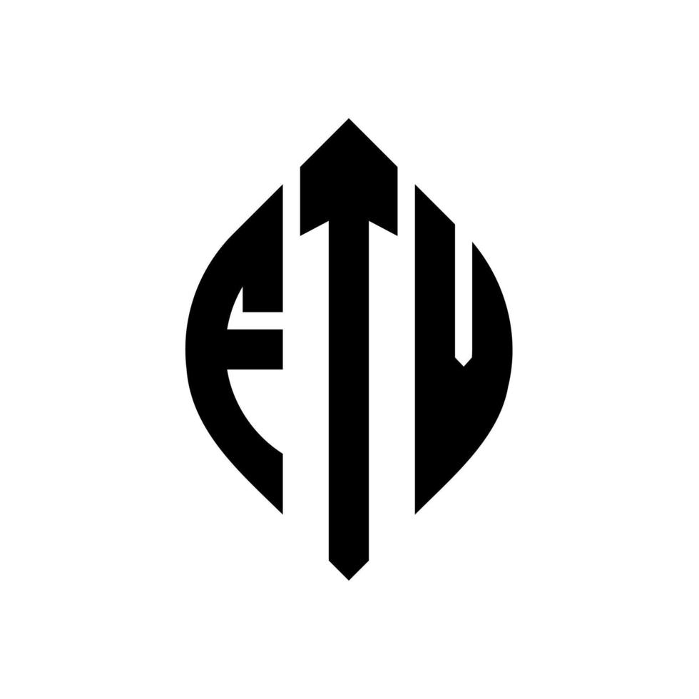 diseño de logotipo de letra de círculo ftv con forma de círculo y elipse. ftv letras elipses con estilo tipográfico. las tres iniciales forman un logo circular. vector de marca de letra de monograma abstracto del emblema del círculo ftv.