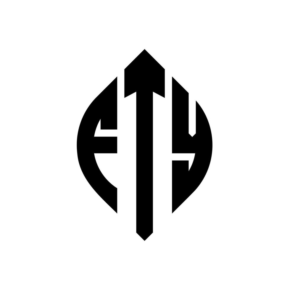 FTY circle letter logo design with circle and ellipse shape. FTY ellipse letters with typographic style. The three initials form a circle logo. FTY Circle Emblem Abstract Monogram Letter Mark Vector. vector
