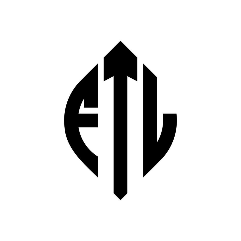 FTL circle letter logo design with circle and ellipse shape. FTL ellipse letters with typographic style. The three initials form a circle logo. FTL Circle Emblem Abstract Monogram Letter Mark Vector. vector
