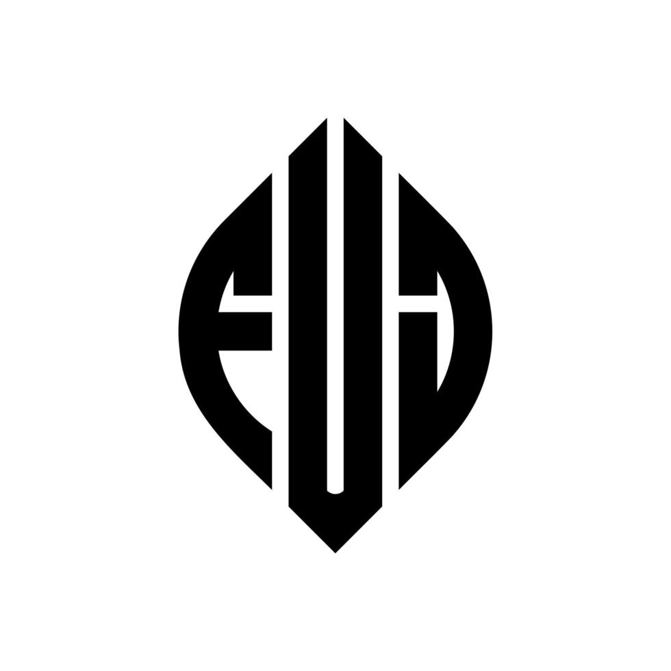 diseño de logotipo de letra de círculo fuj con forma de círculo y elipse. fuj elipse letras con estilo tipográfico. las tres iniciales forman un logo circular. vector de marca de letra de monograma abstracto del emblema del círculo fuj.