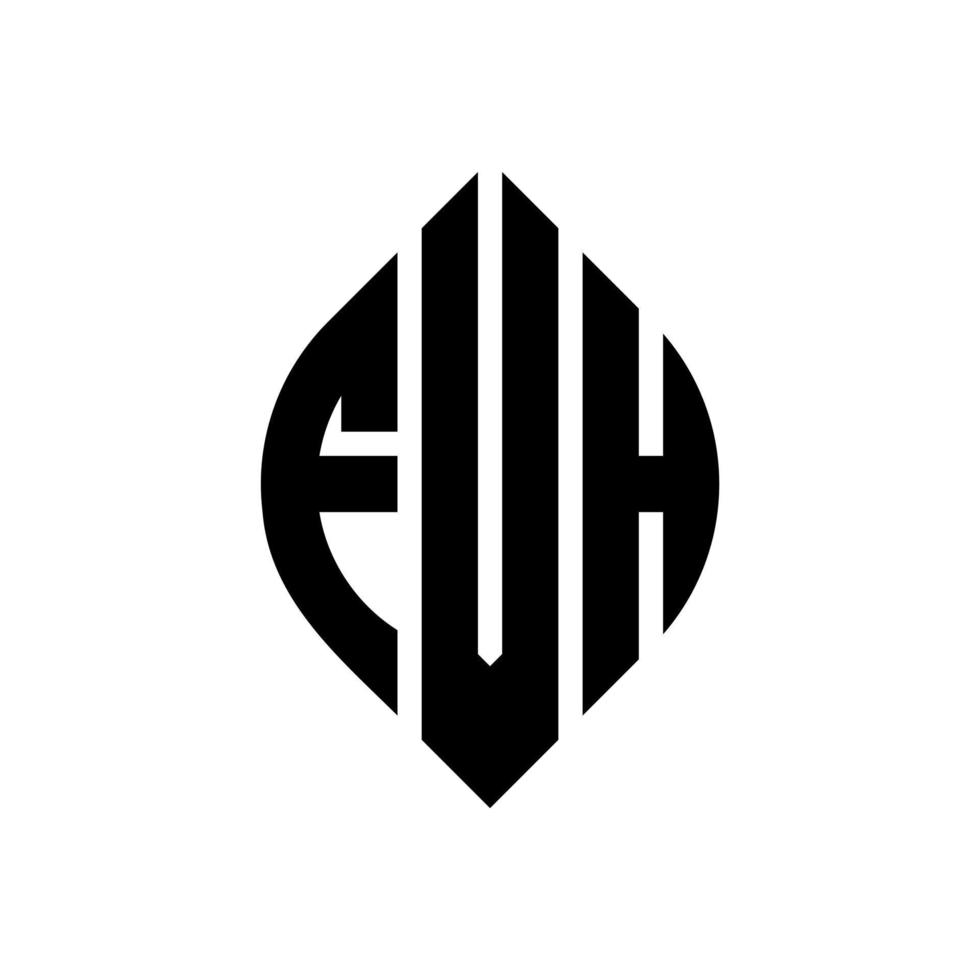 diseño de logotipo de letra circular fvh con forma de círculo y elipse. fvh letras elipses con estilo tipográfico. las tres iniciales forman un logo circular. vector de marca de letra de monograma abstracto del emblema del círculo fvh.