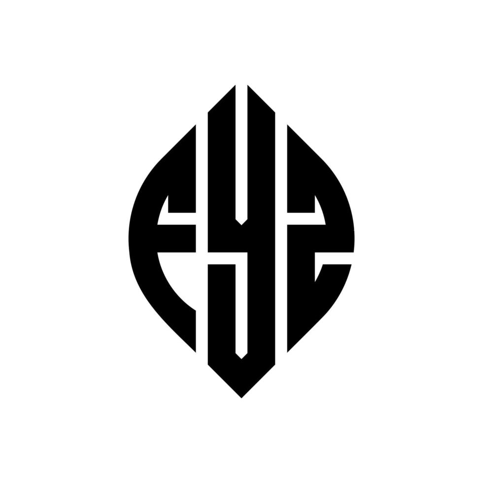 FYZ circle letter logo design with circle and ellipse shape. FYZ ellipse letters with typographic style. The three initials form a circle logo. FYZ Circle Emblem Abstract Monogram Letter Mark Vector. vector